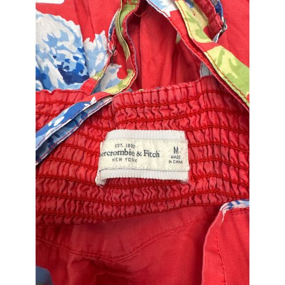 Abercrombie & Fitch A&F Strappy Sun Dress Blue White Pink Floral Smocked Size M - Picture 5 of 6